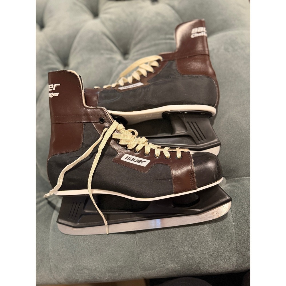 Bauer Challenger Ice Hockey Skates Mens 11 Black Brown Good Vintage Canada